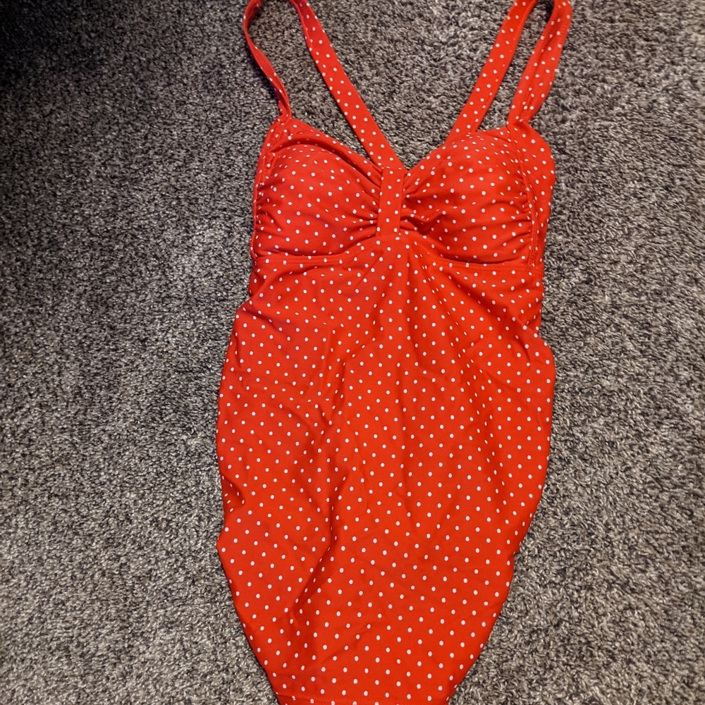 Motherhood Maternity Red Polka Dot One Piece Swimsuit